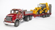 Bruder MACK Granite Low Loader w/ JCB Backhoe
